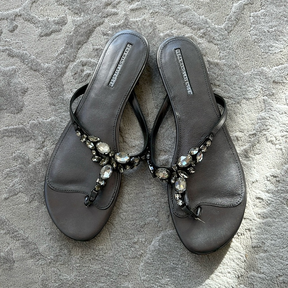 Vera Wang Lavender Label Sandals Rhinestones grey- 9.5